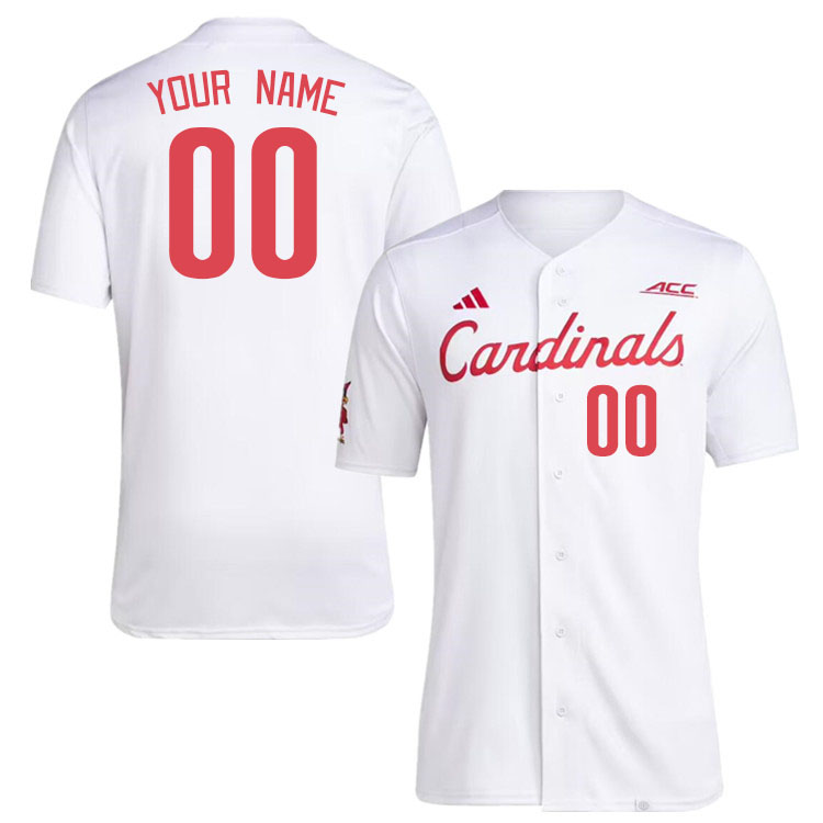 Custom Louisville Cardinals Name And Number College Baseball Jerseys Stitched-White - Click Image to Close